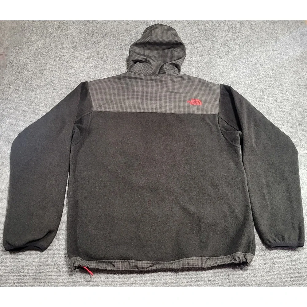 VTG THE NORTH FACE DENALI FULL ZIP HOODIE FLEECE BLACK & GRAY JACKET SIZE SMALL